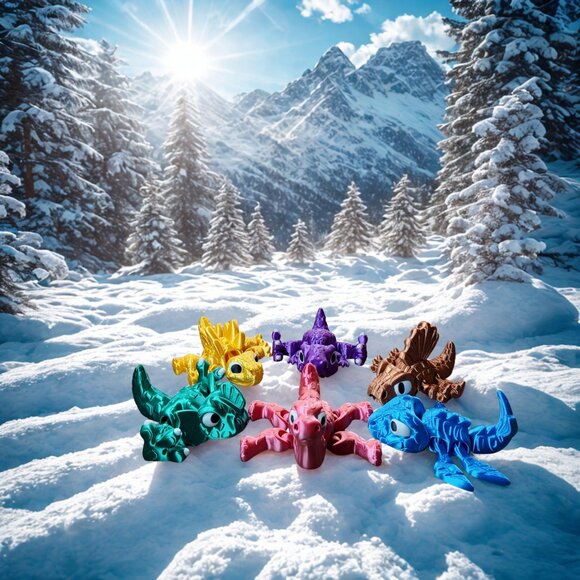 Mosasaur Flexi Dinosaur Toy - Jurassic Joy Silk PLA Articulated Fidget Dino Gift - Picture 2 of 3